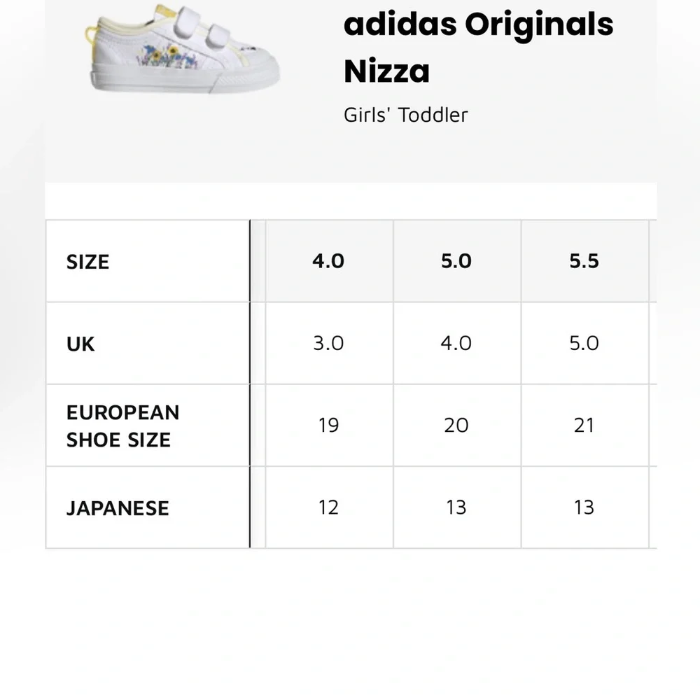 Adidas Originals Nizza Kids Toddler sz 4K BEE-Lieve Flowers‎ Yellow Canvas Shoes